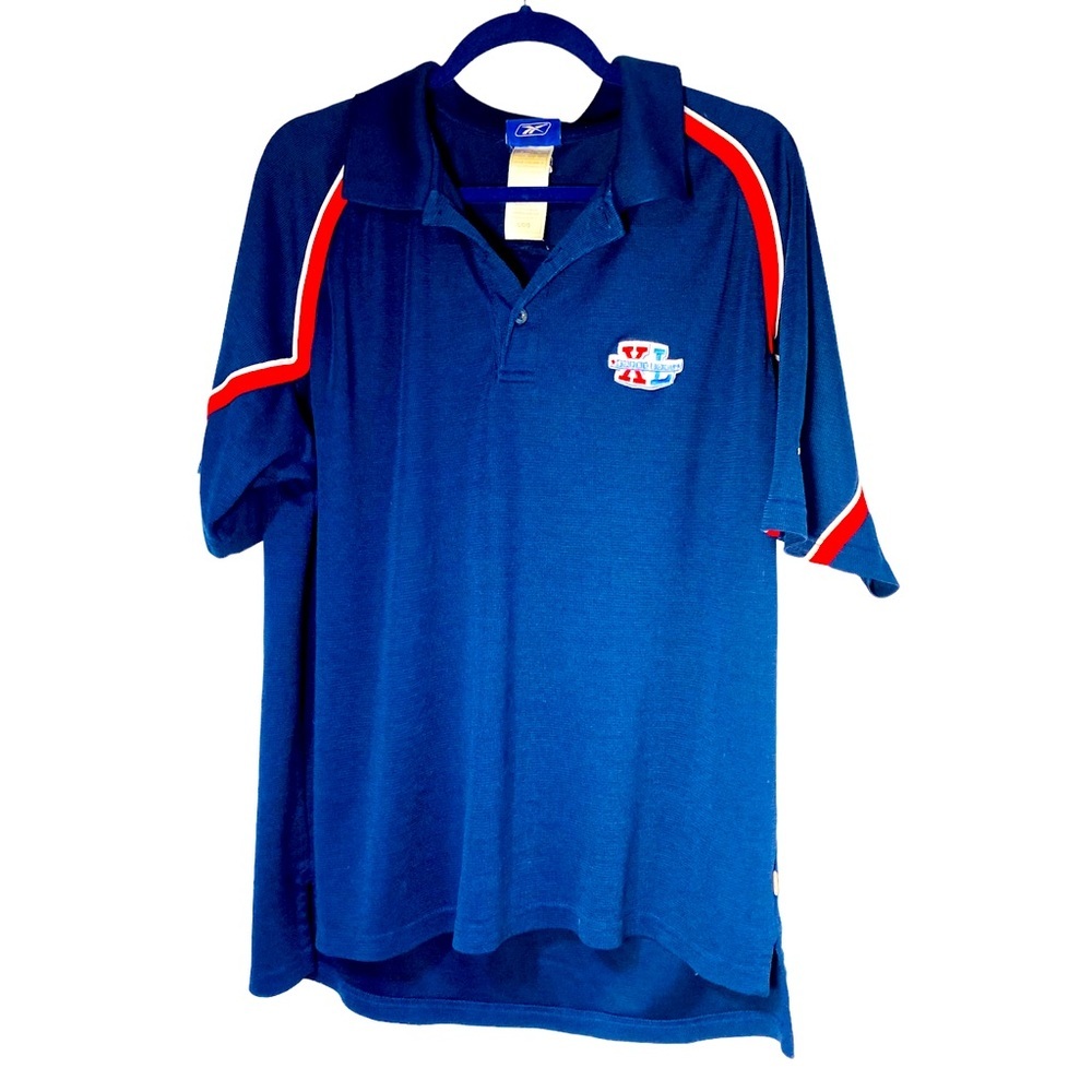 Vintage Reebok Super Bowl XL Blue Polo Shirt Size Large